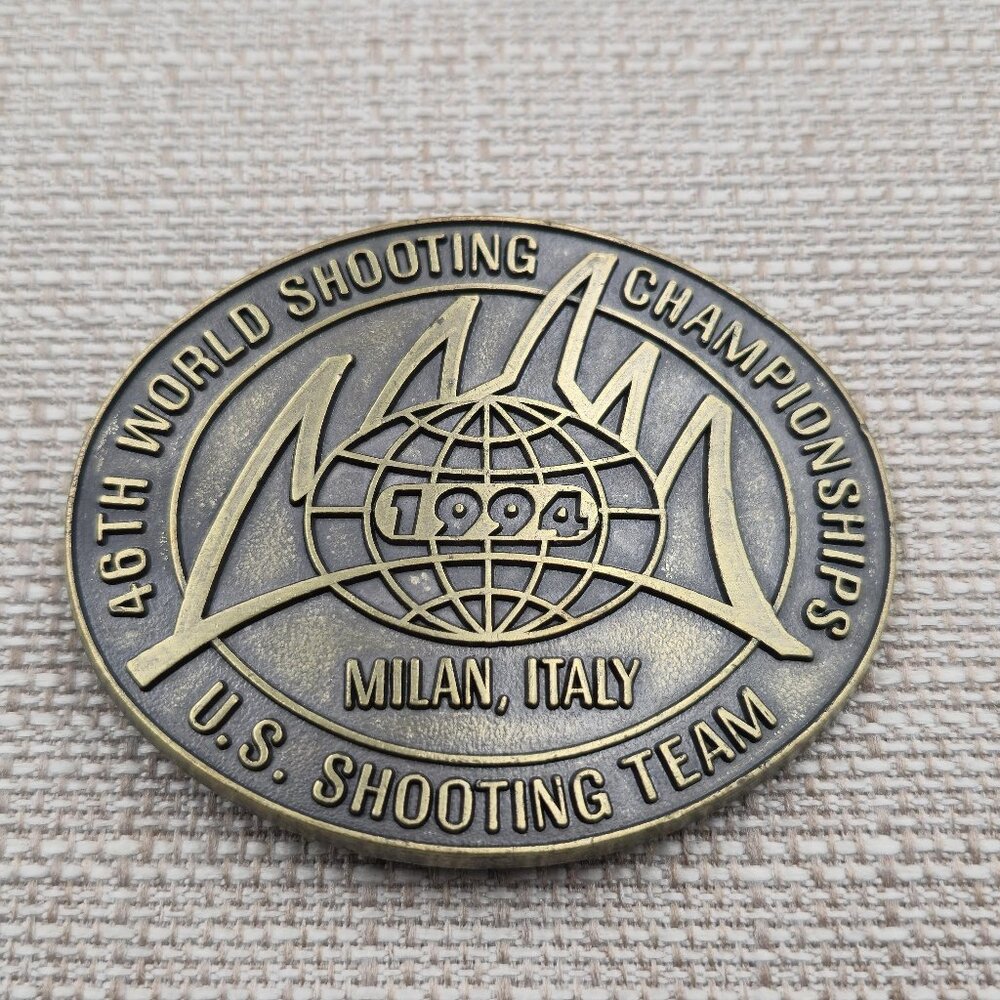 1994 USA Shooting Team Milan Italy 46th Annual Vintage Belt Buckle B887
